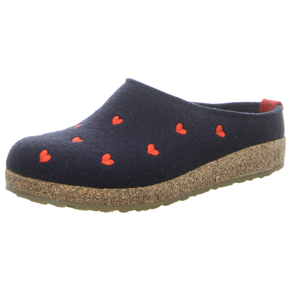 Haflinger Hausschuhe Grizzly Cuoricino mittelblau - Bild 1